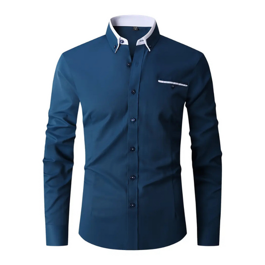 Men's Button-Up Blouse with Chest Pocket