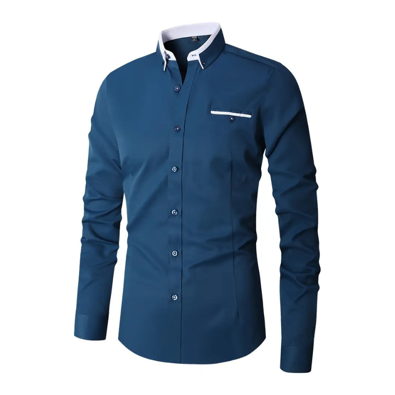 Men's Button-Up Blouse with Chest Pocket