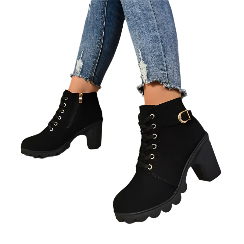 High Heel Lace-Up Platform Booties