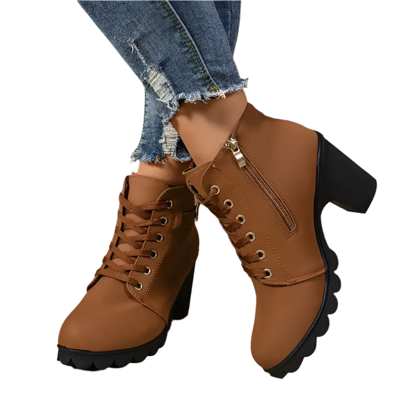 High Heel Lace-Up Platform Booties