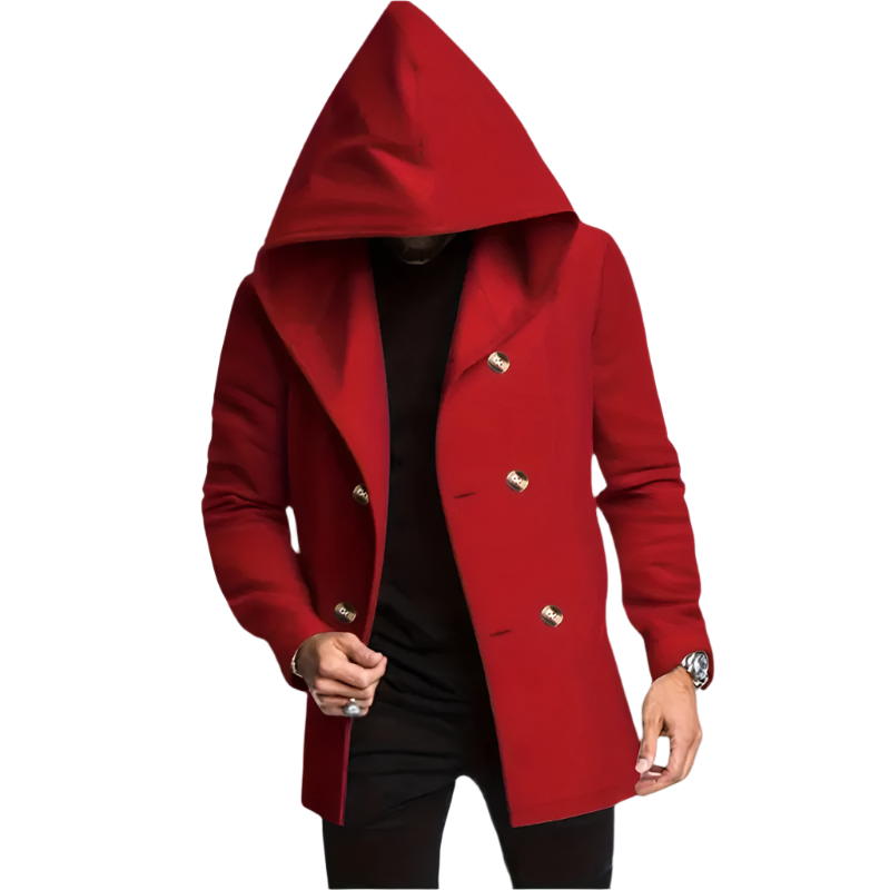 Men's Windproof Hooded Trench Coat