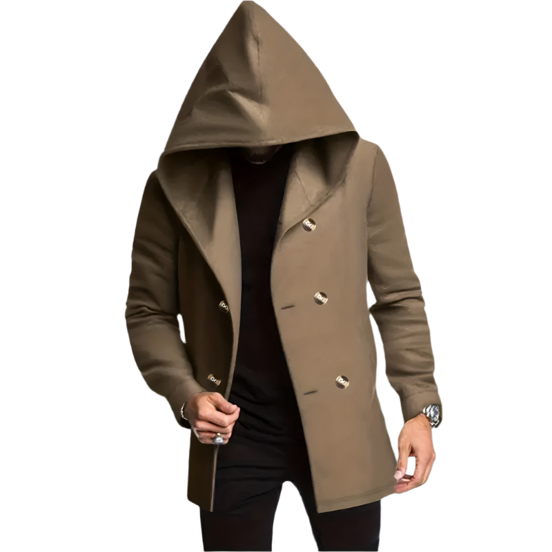 Men's Windproof Hooded Trench Coat