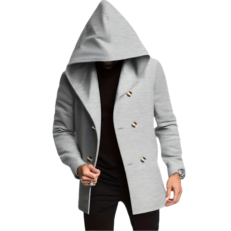 Men's Windproof Hooded Trench Coat