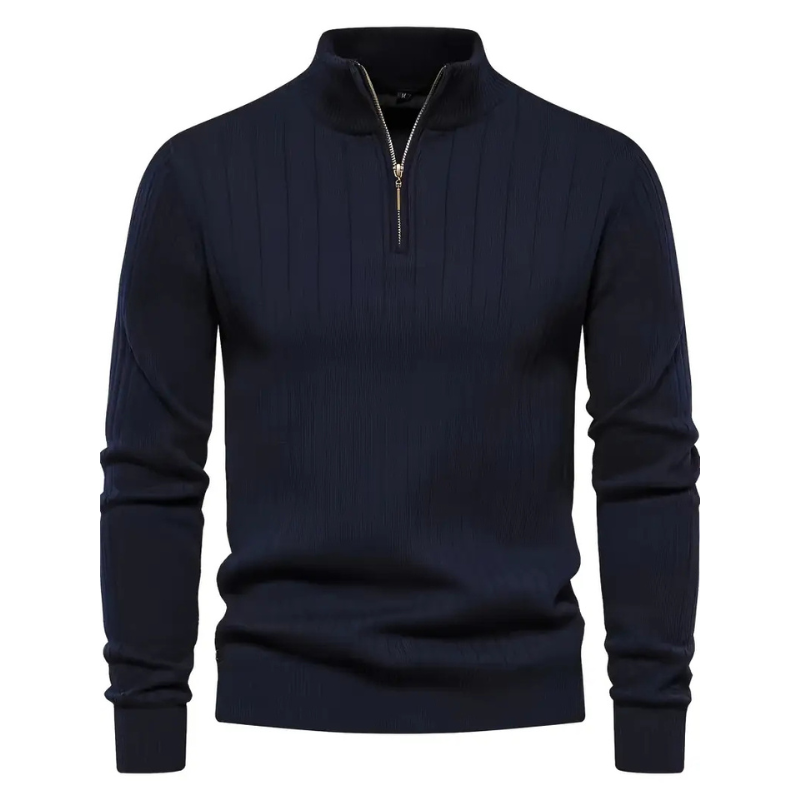 Men's Zip-Up Stand Collar Sweater