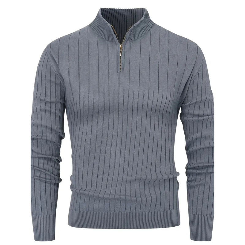 Men's Zip-Up Stand Collar Sweater