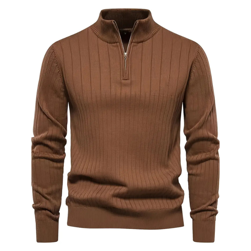 Men's Zip-Up Stand Collar Sweater