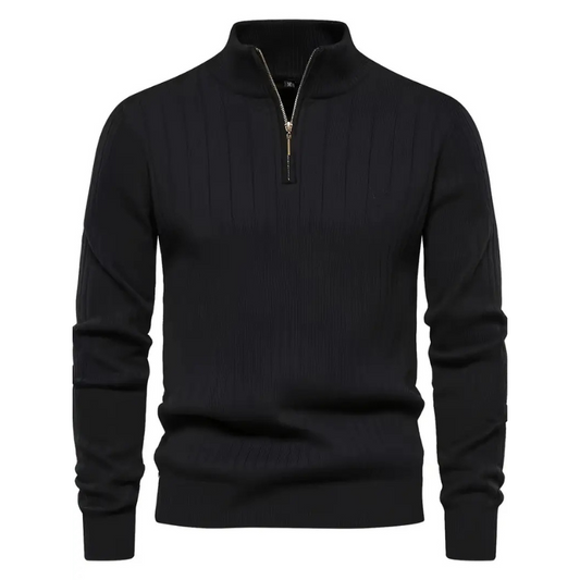 Men's Zip-Up Stand Collar Sweater